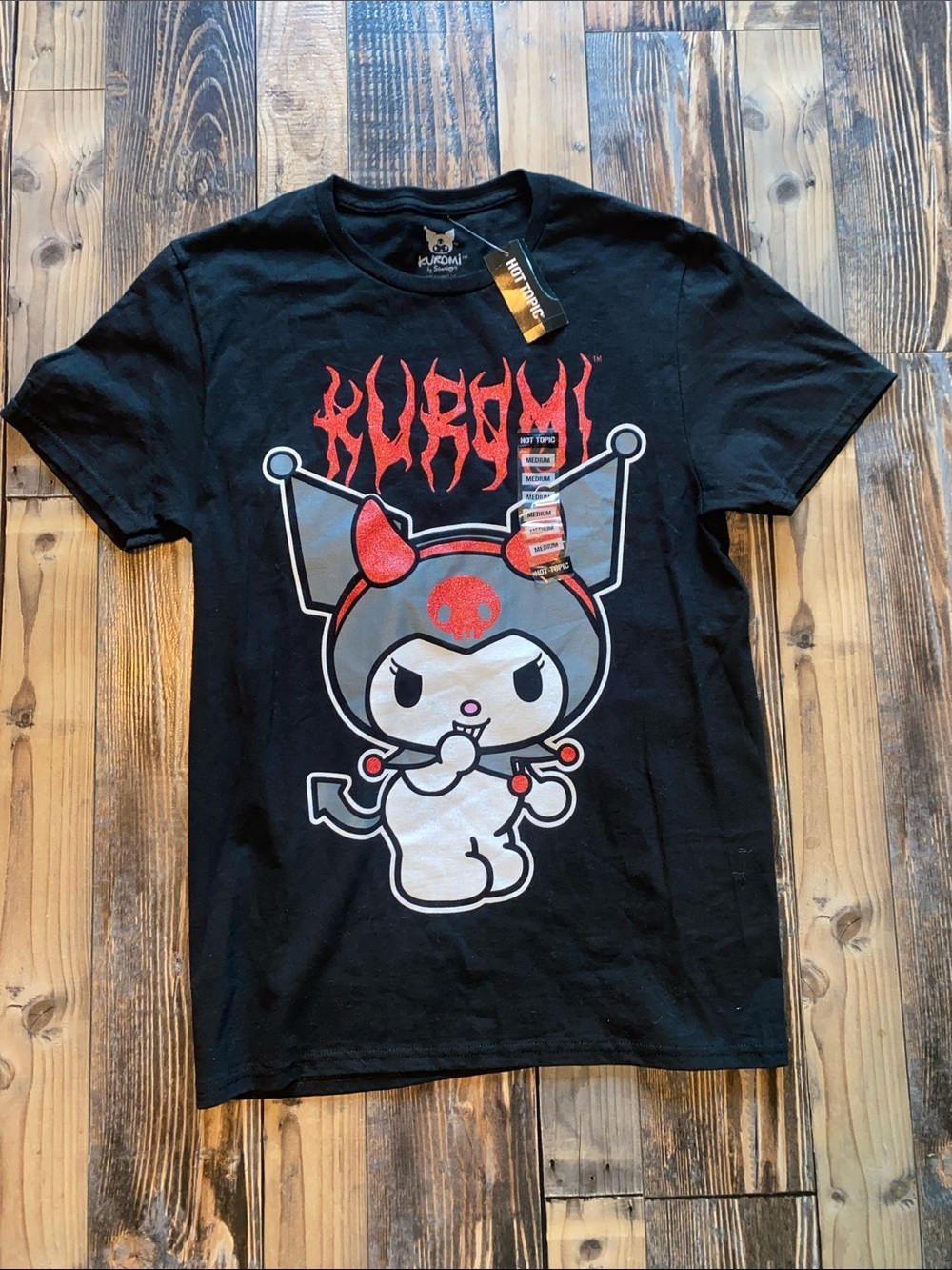 NWT Hot Topic Black Kuromi Tee with Red and Gray Graphic - Kuromi